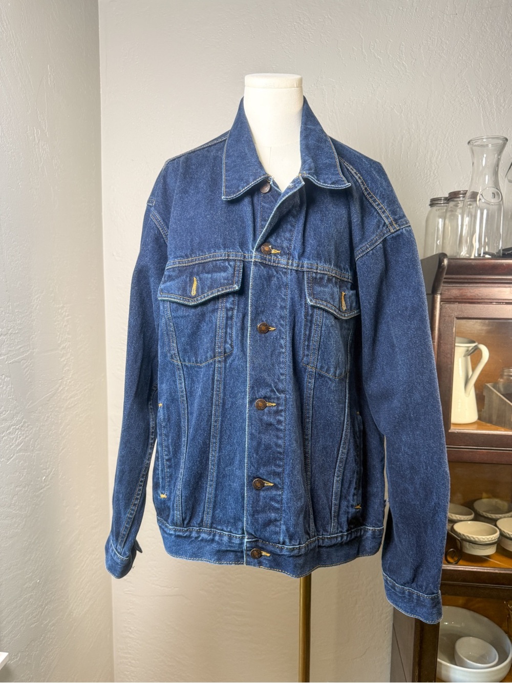 Route 66 Premium Jeanswear Dark Wash Denim Jacket Vintage Style Oversize Size XL